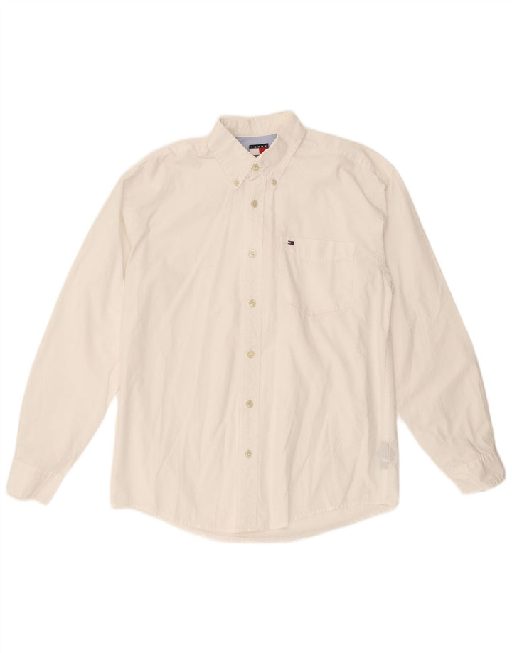 TOMMY HILFIGER Boys Shirt 13-14 Years Large White Cotton