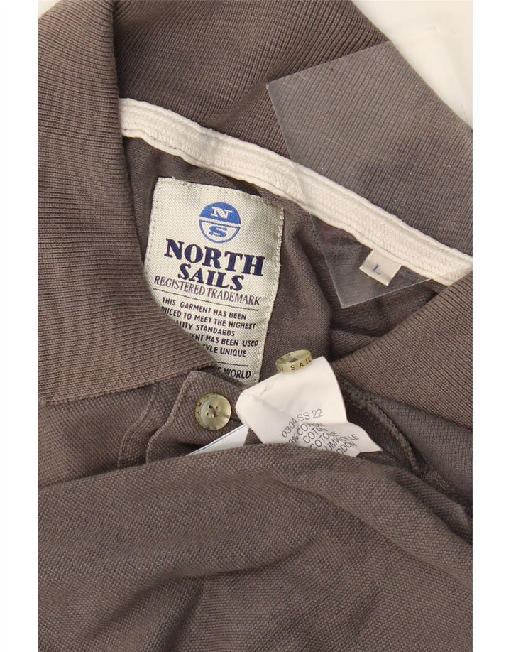NORTH SAILS Mens Graphic Polo Shirt Large Grey Cotton