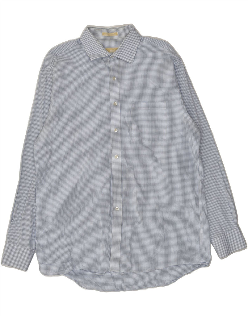 MICHAEL KORS Mens Shirt Size 16 1/2 Large Blue Check Cotton | Vintage Michael Kors | Thrift | Second-Hand Michael Kors | Used Clothing | Messina Hembry 