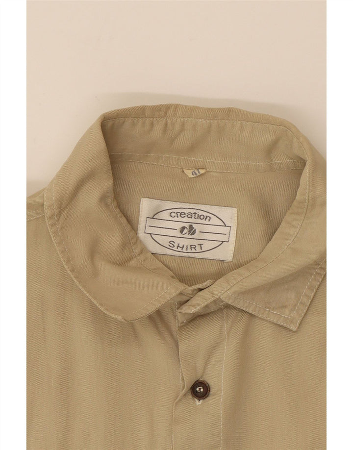 CREATION Mens Short Sleeve Shirt Size 41 Large Beige Cotton Vintage Creation and Second-Hand Creation from Messina Hembry 