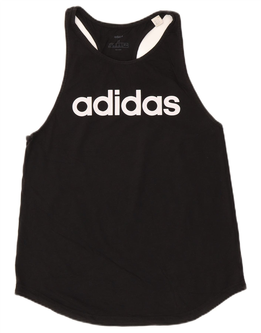 ADIDAS Womens Graphic Vest Top UK 12/14 Medium Black Cotton