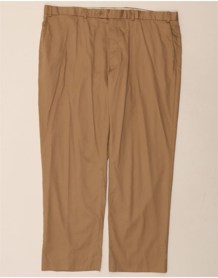 MARKS & SPENCER Mens Straight Suit Trousers W44 L31 Beige Cotton