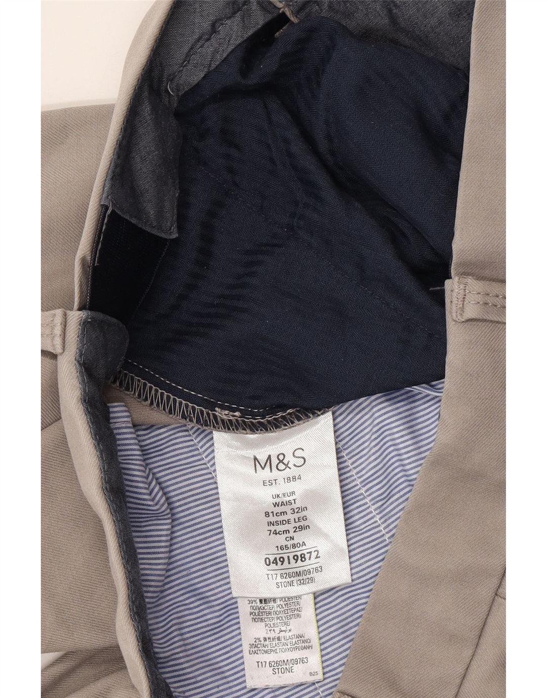 Marks & Spencer Mens Straight Suit Trousers W32 L28 Grey Cotton