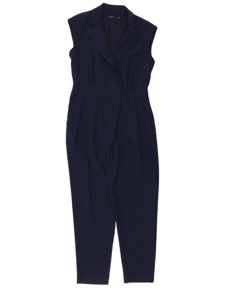 KAREN MILLEN Womens Sleeveless Jumpsuit UK 14 Large Navy Blue Polyester