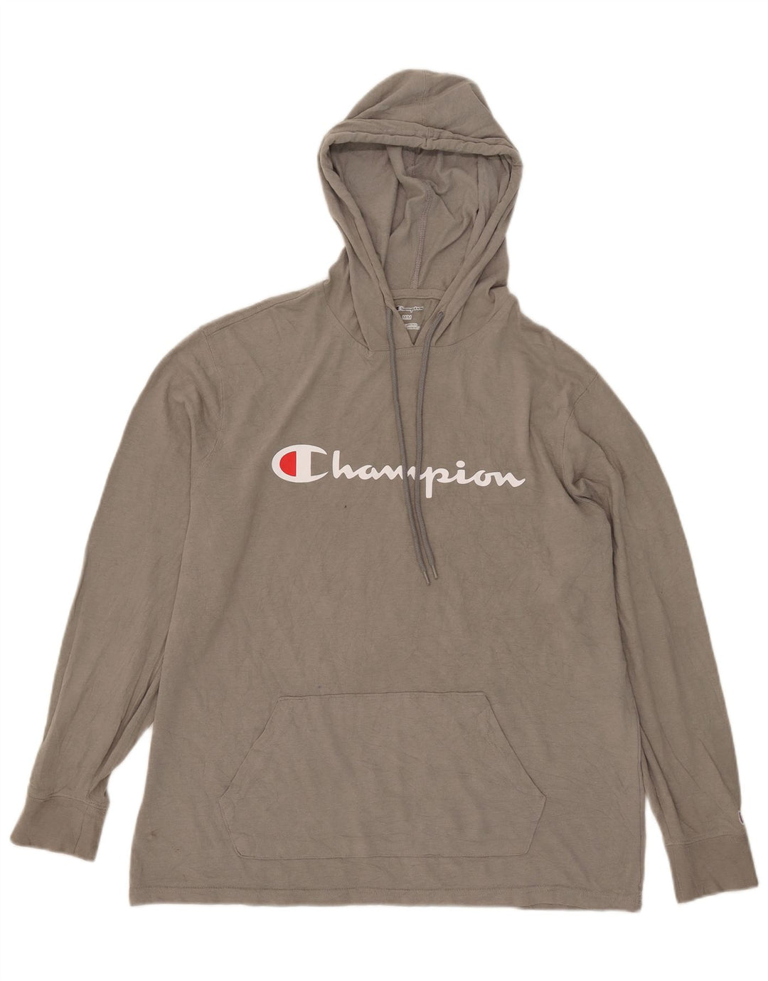 Champion Mens Hooded Graphic Top Long Sleeve Medium Grey