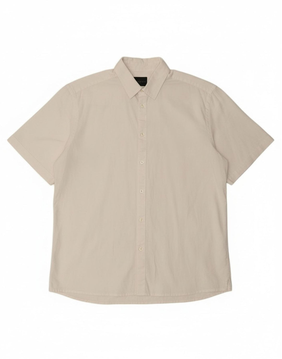 Sisley Mens Short Sleeve Regular Fit Shirt Medium White Linen