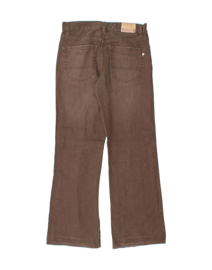 BEN SHERMAN Womens Bootcut Casual Trousers W28 L28 Brown Pinstripe Cotton Vintage Ben Sherman and Second-Hand Ben Sherman from Messina Hembry 