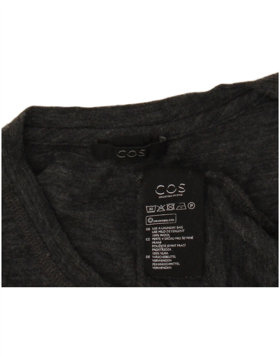 Cos Womens Crew Neck Jumper Sweater UK 14 Large Grey Wool