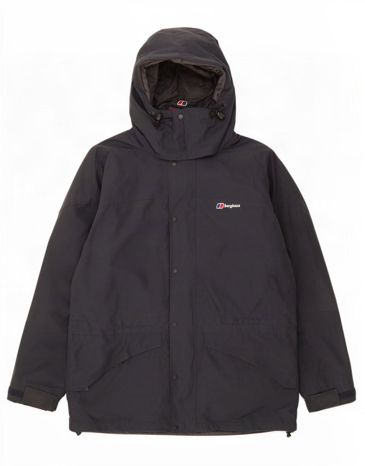 Berghaus Mens Hooded Rain Jacket UK 40 Large Navy Blue Polyester