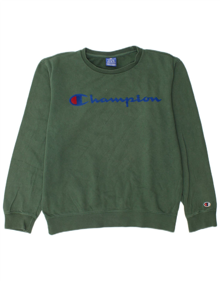 CHAMPION Mens Graphic Sweatshirt Jumper Medium Green