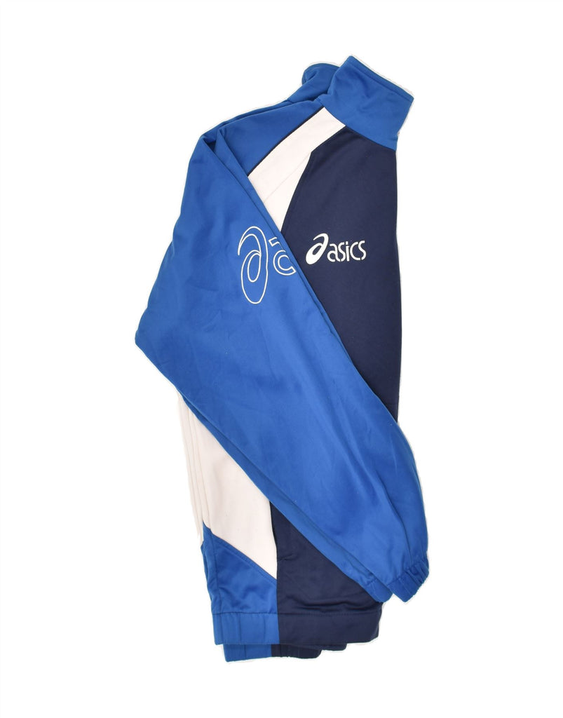 ASICS Mens Graphic Tracksuit Top Jacket XL Blue Colourblock Polyester | Vintage Asics | Thrift | Second-Hand Asics | Used Clothing | Messina Hembry 