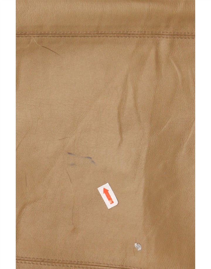 VINTAGE Womens Oversized Hooded Leather Coat IT 46 Large Brown Leather