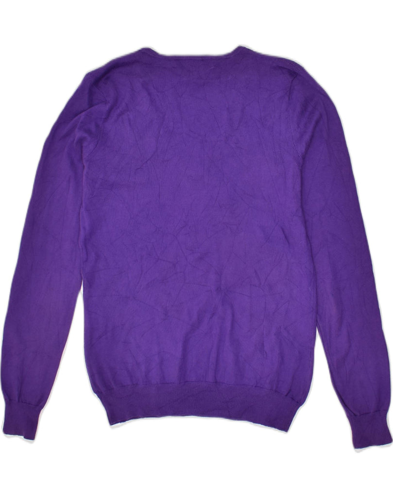 RALPH LAUREN Womens V-Neck Jumper Sweater UK 12 Medium Purple Cotton | Vintage Ralph Lauren | Thrift | Second-Hand Ralph Lauren | Used Clothing | Messina Hembry 