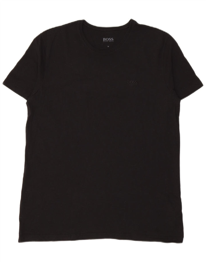 HUGO BOSS Mens T-Shirt Top Medium Black Cotton