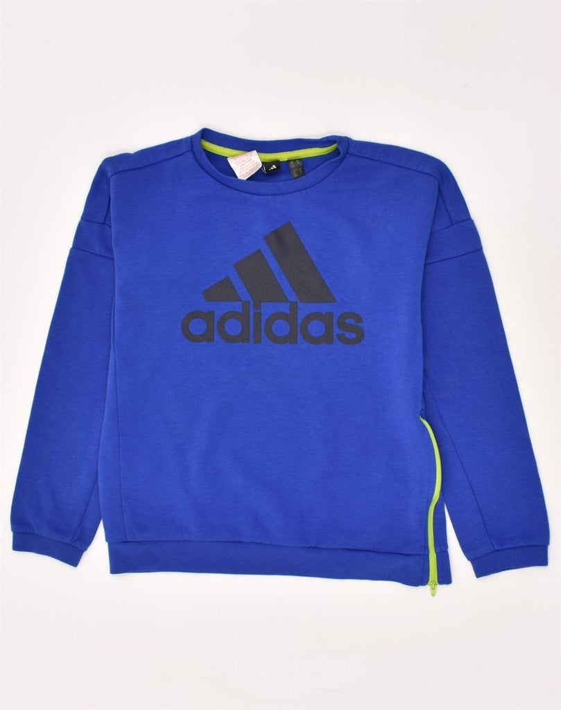 ADIDAS Boys Graphic Sweatshirt Jumper 11-12 Years  Blue Cotton | Vintage Adidas | Thrift | Second-Hand Adidas | Used Clothing | Messina Hembry 