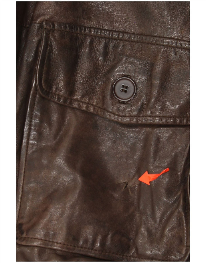 Minoronzoni 1953 Mens Leather Jacket UK 42 XL Brown Leather