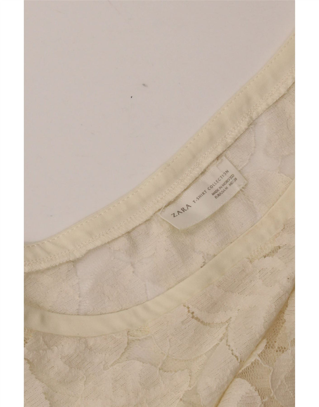 Zara Womens Lace Blouse Top UK 12 Medium Off White Floral