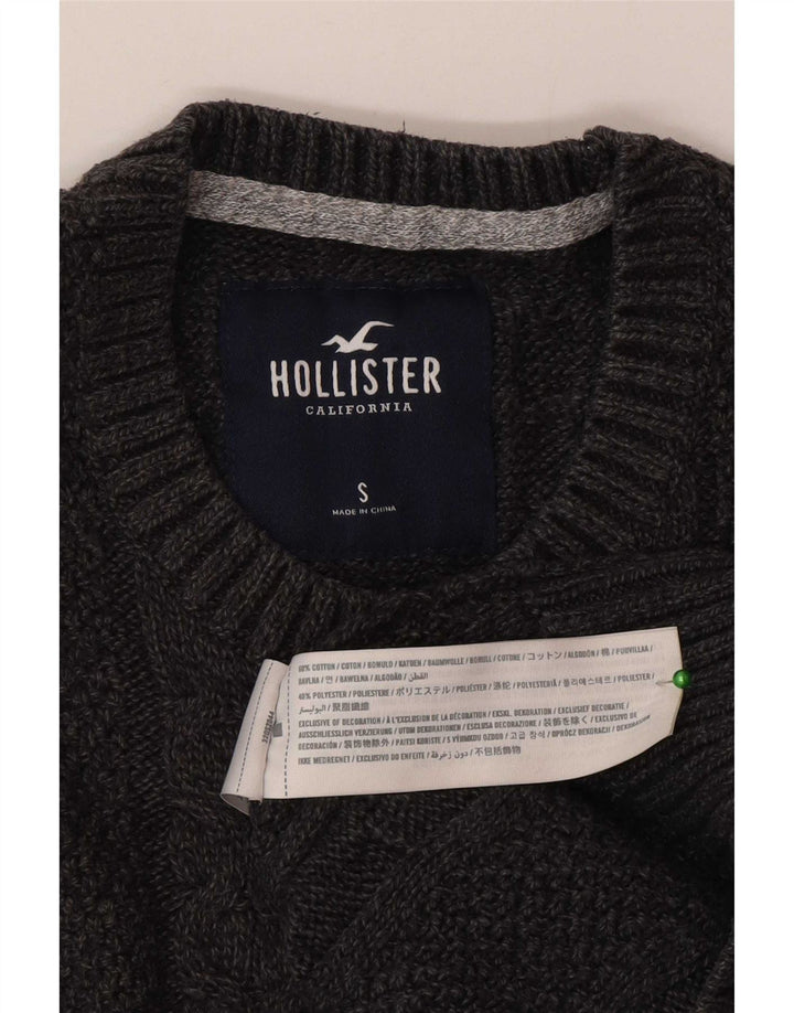 Hollister Mens Crew Neck Jumper Sweater Small Grey Cotton
