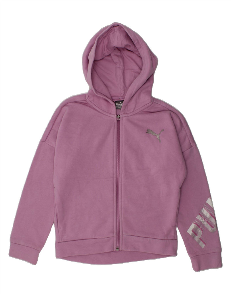 PUMA Girls Graphic Zip Hoodie Sweater 9-10 Years Purple | Vintage Puma | Thrift | Second-Hand Puma | Used Clothing | Messina Hembry 