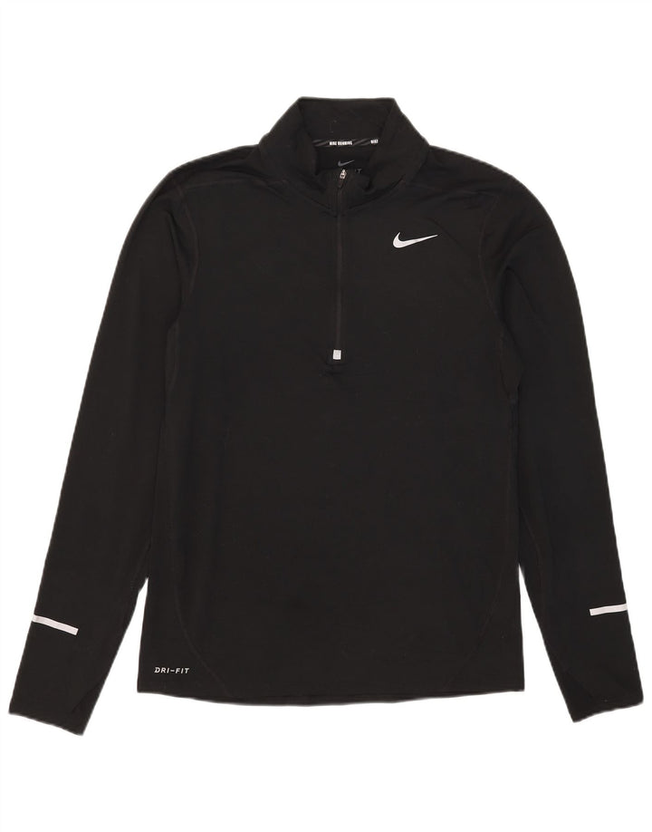 Nike Mens Dri Fit Zip Neck Pullover Tracksuit Top Small Black Polyester