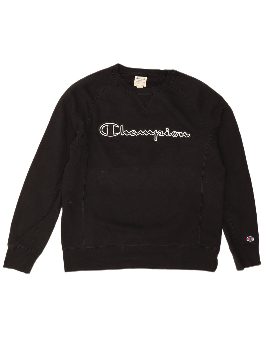 Champion Mens Graphic Sweatshirt Jumper Medium Black Cotton