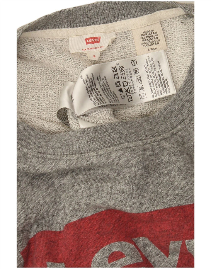 Levi's Womens Graphic Sweatshirt Jumper UK 10 Small Grey Flecked Cotton