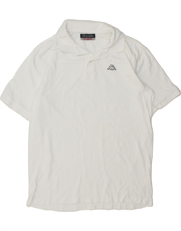 KAPPA Mens Polo Shirt XL White Cotton Vintage Kappa and Second-Hand Kappa from Messina Hembry 