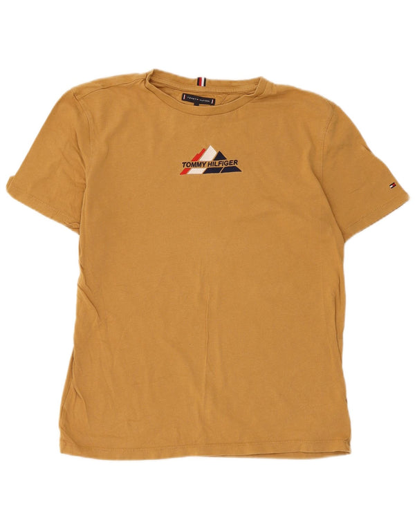 Tommy Hilfiger Boys Graphic T-Shirt Top 15-16 Years Yellow Cotton