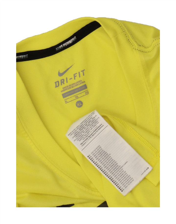 NIKE Mens Dri Fit Graphic T-Shirt Top XL Yellow Polyester Vintage Nike and Second-Hand Nike from Messina Hembry 