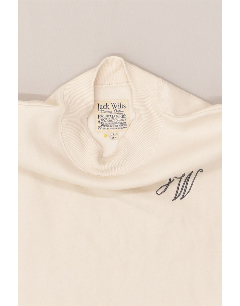 JACK WILLS Womens Turtle Neck Jumper Sweater UK 10 Small Off White Cotton | Vintage Jack Wills | Thrift | Second-Hand Jack Wills | Used Clothing | Messina Hembry 