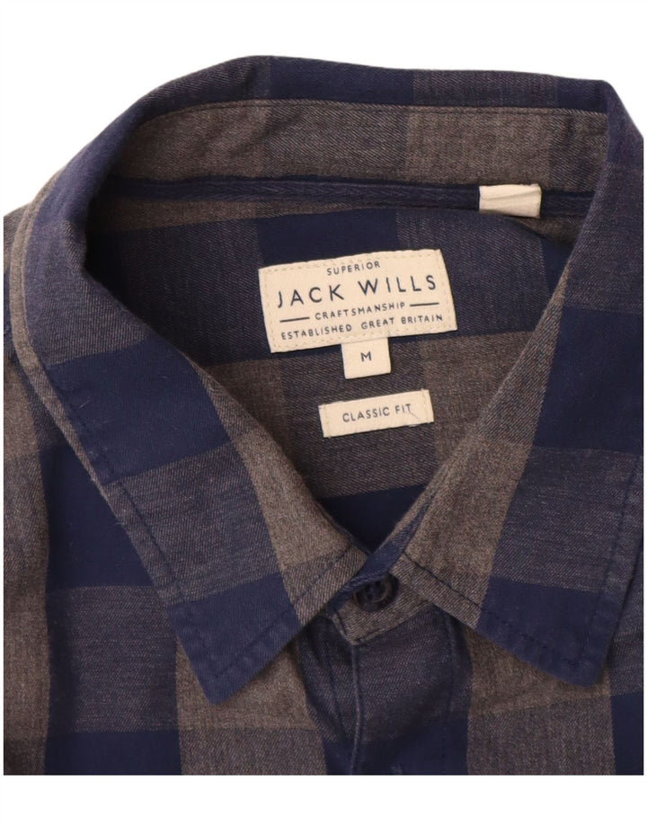 Jack Wills Mens Classic Fit Flannel Shirt Medium Navy Blue Gingham Cotton