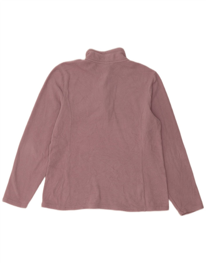 EDDIE BAUER Womens Zip Neck Fleece Jumper UK 16 Large Purple Polyester