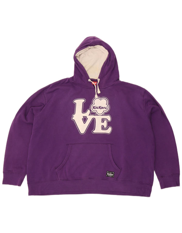 Kickers Mens Graphic Hoodie Jumper 2XL Purple