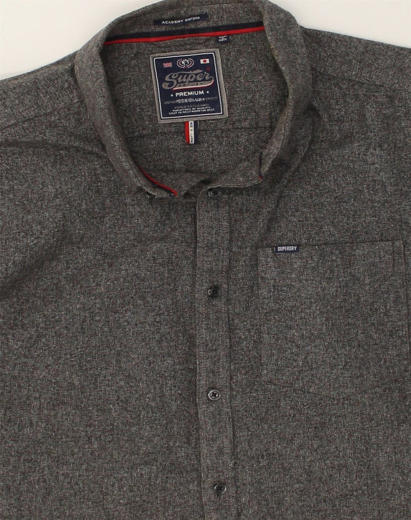 SUPERDRY Mens Premium Slim Shirt XL Grey Cotton | Vintage Superdry | Thrift | Second-Hand Superdry | Used Clothing | Messina Hembry 