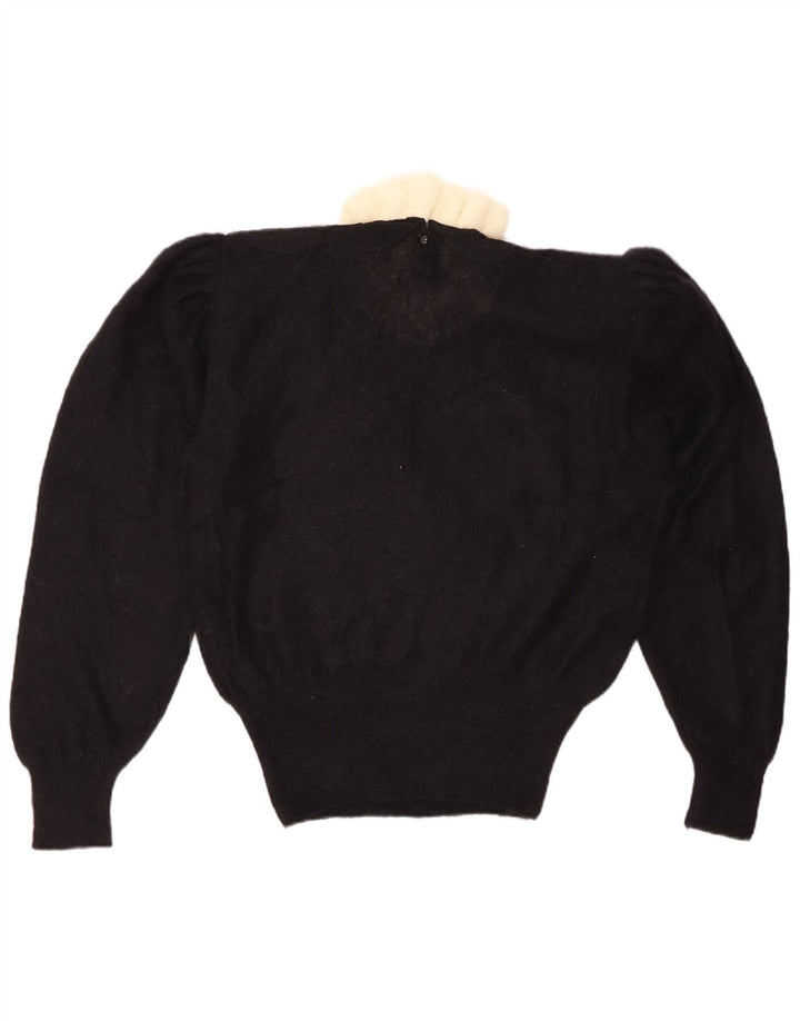 VINTAGE Womens Turtle Neck Jumper Sweater IT 44 Medium Black Floral