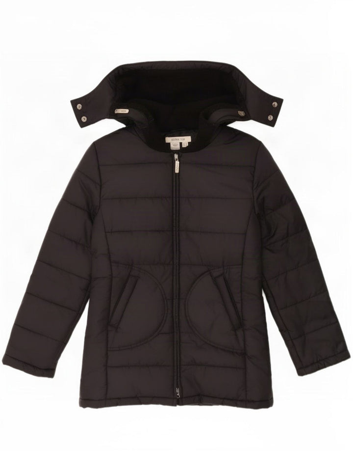 Zara Womens Hooded Padded Jacket UK 14 Medium Black Nylon