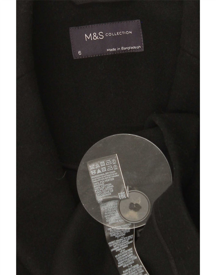 Marks & Spencer Womens Overcoat UK 6 XS Black Polyester