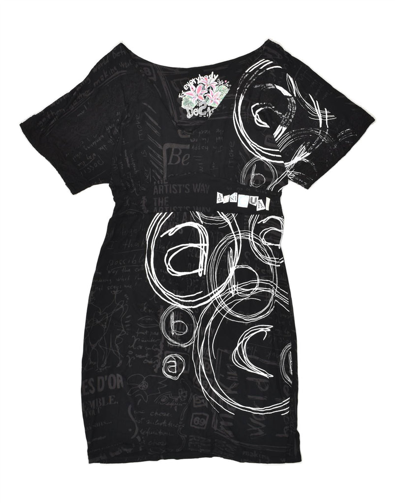 DESIGUAL Womens Sheath Dress UK 16 Large Black Viscose Vintage Desigual and Second-Hand Desigual from Messina Hembry 