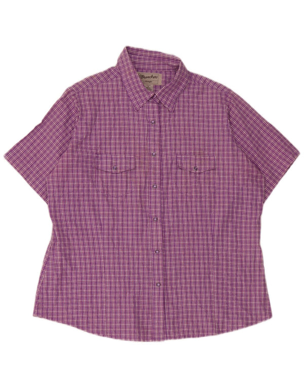 Wrangler Womens Short Sleeve Shirt UK 18 XL Purple Check Cotton