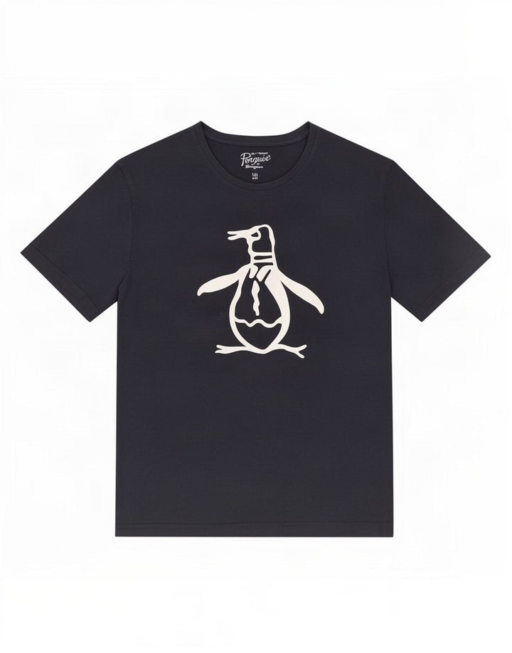 Penguin Mens Graphic T-Shirt Top Large Navy Blue Cotton