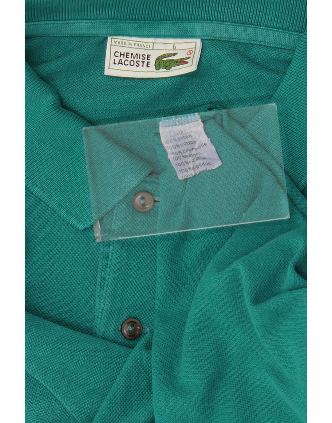 Lacoste Mens Polo Shirt Size 6 XL Green Cotton