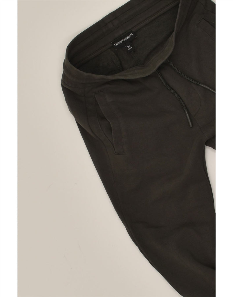 EMPORIO ARMANI Boys Tracksuit Trousers Joggers 7-8 Years Khaki Cotton | Vintage Emporio Armani | Thrift | Second-Hand Emporio Armani | Used Clothing | Messina Hembry 