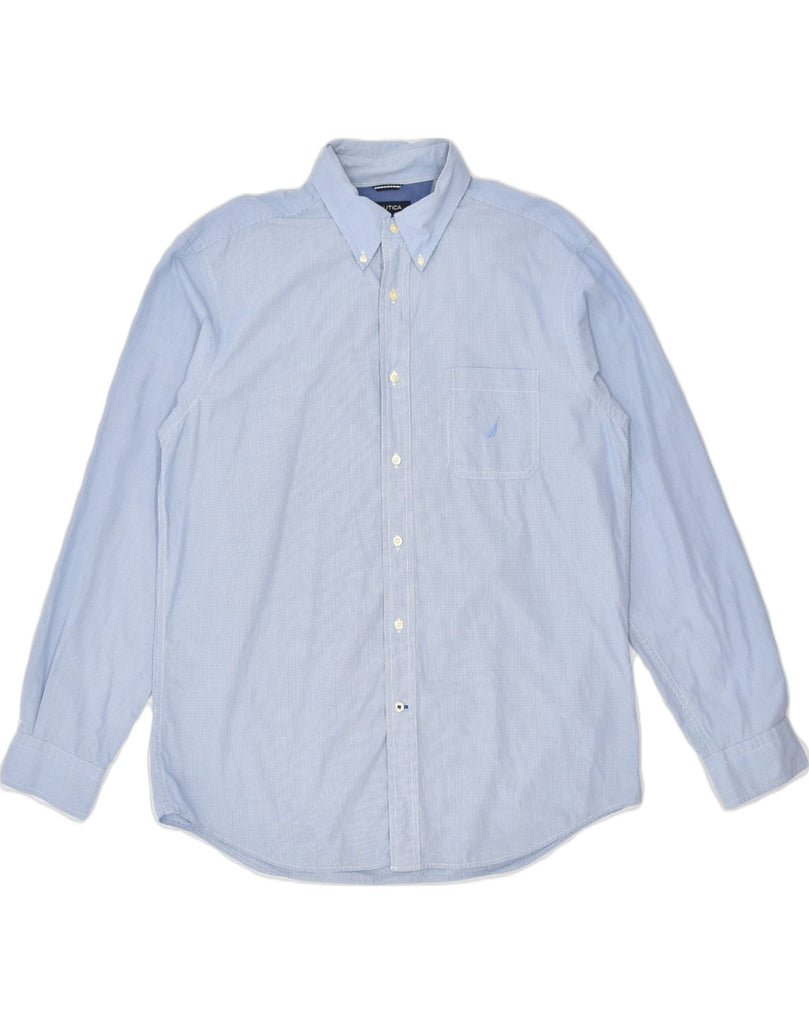 NAUTICA Mens Shirt Large Blue Check Cotton | Vintage | Thrift | Second-Hand | Used Clothing | Messina Hembry 