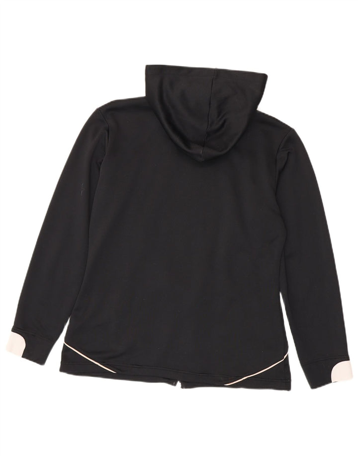 Asics Womens Zip Hoodie Sweater UK 14 Medium Black Colourblock