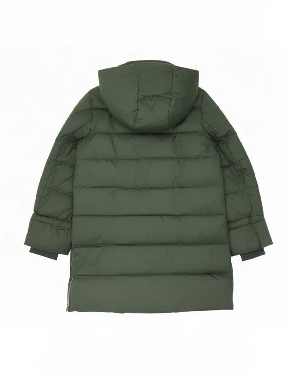 Zara Womens Hooded Oversized Padded Coat UK 10 Small Green Polyamide