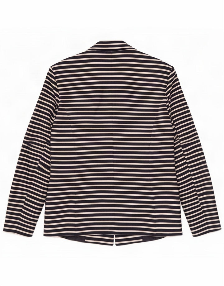 Oasis Womens 1 Button Blazer Jacket UK 8 Small Navy Blue Striped Polyester