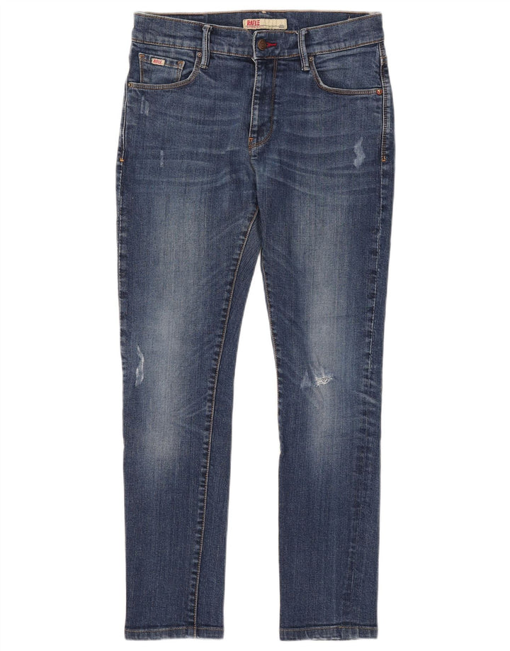 Rifle Womens Distressed Slim Jeans W30 L28 Blue Cotton