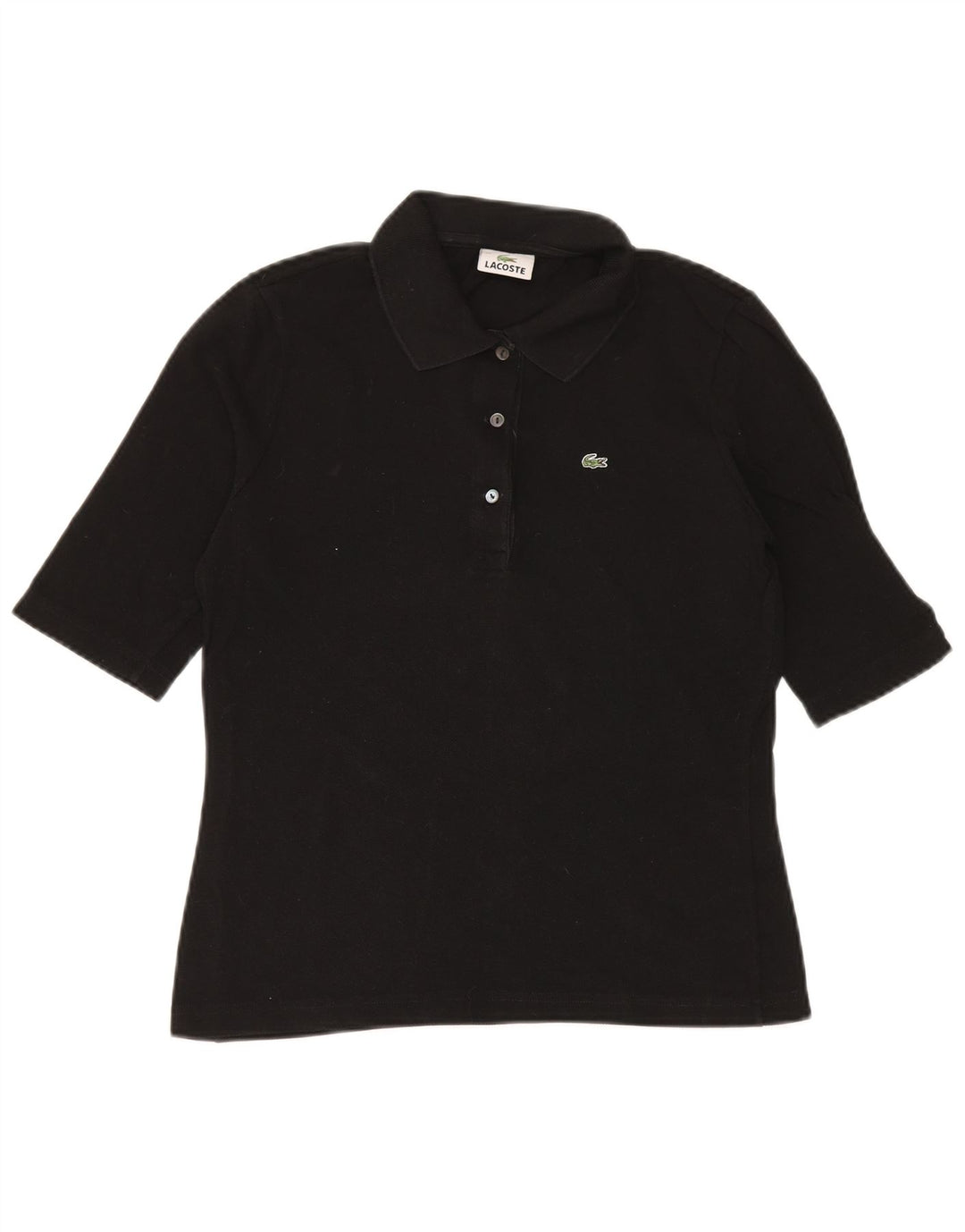 Lacoste Womens Polo Shirt Size 42 Large Black Cotton