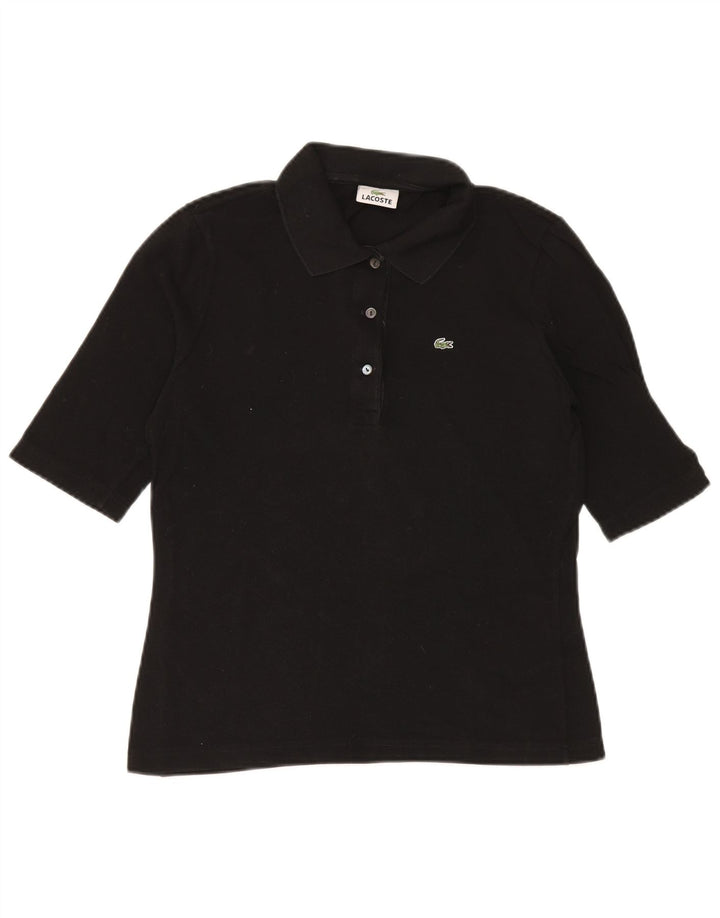 Lacoste Womens Polo Shirt Size 42 Large Black Cotton