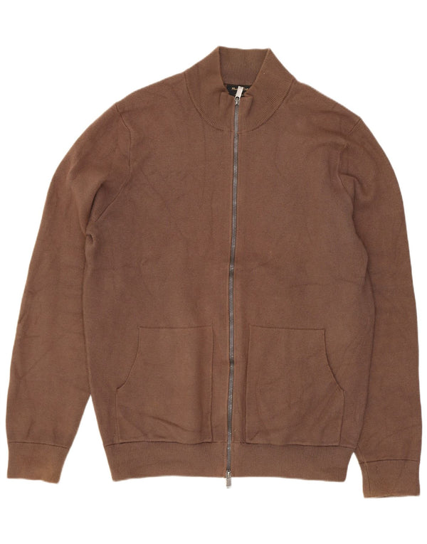 Massimo Dutti Mens Cardigan Sweater Large Brown Viscose